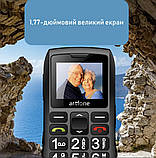 Кнопковий мобільний телефон з великими клавішами Artfone C1+, Великі кнопки, Гучний динамік, SOS, FM, Ліхтарик, фото 11