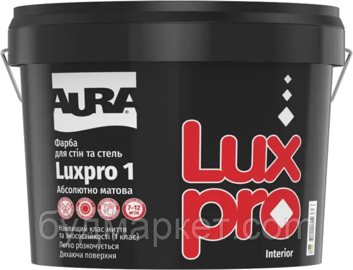 Фарба AURA Luxpro 1 інтер'єрна (матова) (база А), 9.5 л
