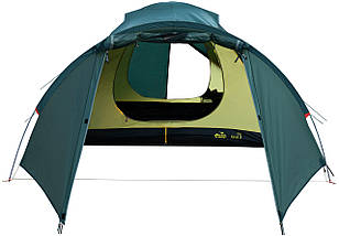 Тримісний намет Tramp Grot 3 v2 | Універсальна двошарова туристична палатка з 3 входами і великим вантажним переднім тамбуром, фото 2