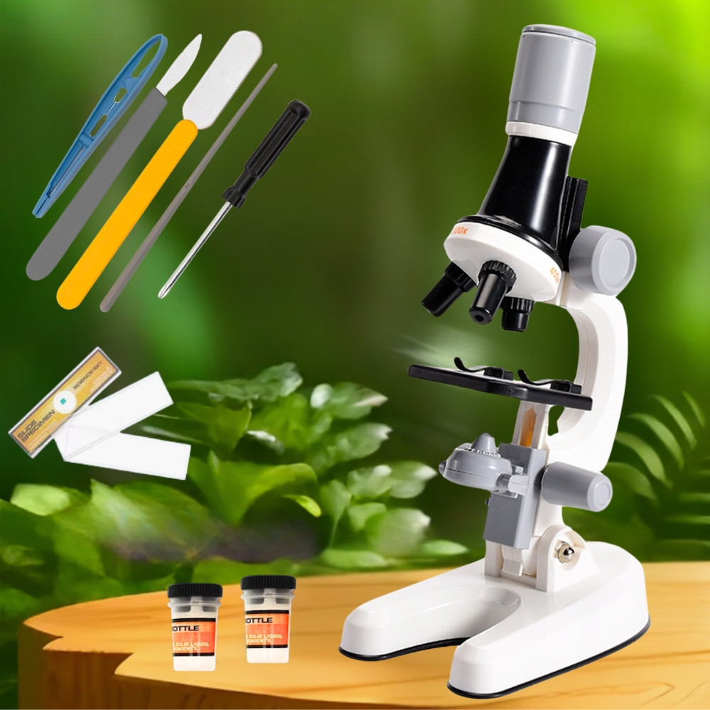 Мікроскоп дитячий 3 рівня збільшення та підсвічування Scientific Microscope Набір юного дослідника портативний