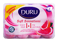 Туалетное мыло Duru Soft Sensations 1+1 Крем & Розовый грейпфрут 4 х 90 г - 360 г.