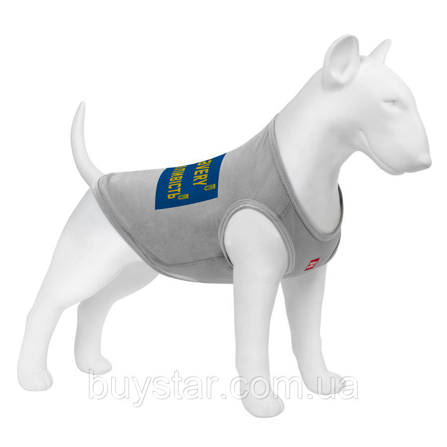Майка для собак WAUDOG Clothes малюнок "Сміливість", сітка, L, B 42-45 см, C 28-31 см сірий, фото 1