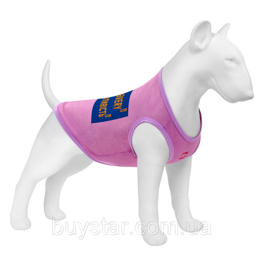 Майка для собак WAUDOG Clothes малюнок "Сміливість", сітка, S, B 30-33 см, C 18-21 см рожевий, фото 1