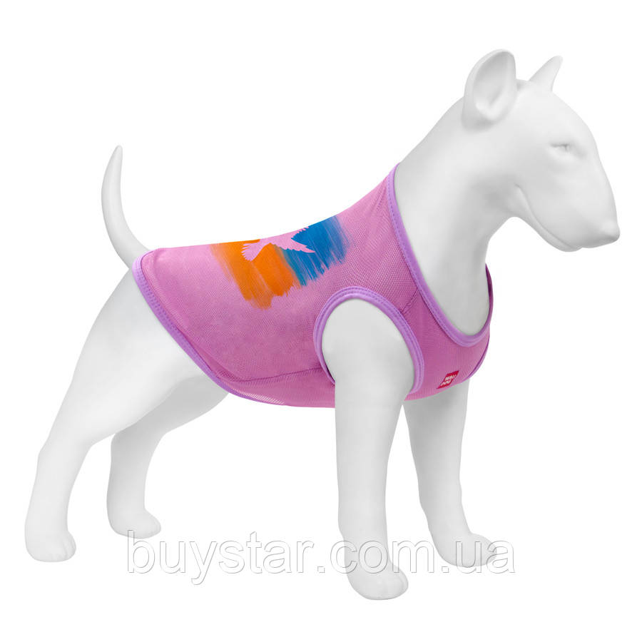 Майка для собак WAUDOG Clothes малюнок "Прапор", сітка, S, B 30-33 см, C 18-21 см рожевий, фото 1