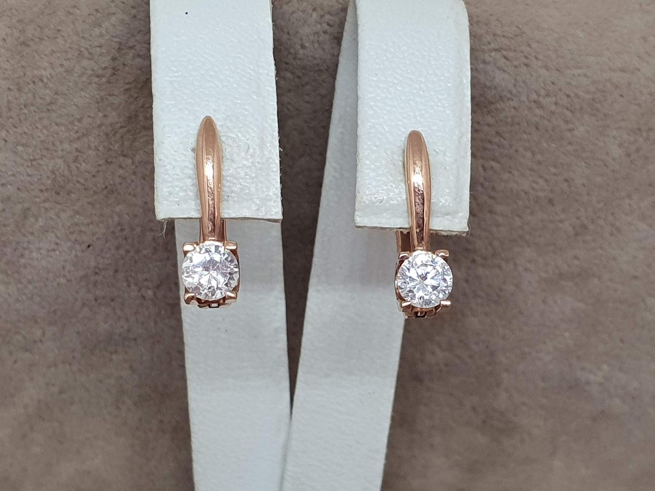 Золоті сережки з фіанітами. С00688Р, фото 1