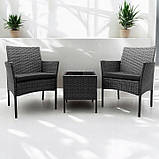 Набір садових меблів з подушками XL-NM-04 GREY СІРИЙ Садові меблі стіл і 2 крісла, фото 5