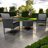 Набір садових меблів з подушками XL-NM-04 GREY СІРИЙ Садові меблі стіл і 2 крісла, фото 2