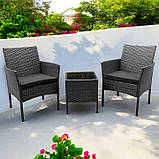 Набір садових меблів з подушками XL-NM-04 GREY СІРИЙ Садові меблі стіл і 2 крісла, фото 3