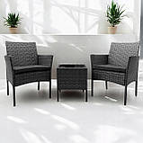 Набір садових меблів з подушками XL-NM-04 GREY СІРИЙ Садові меблі стіл і 2 крісла, фото 7