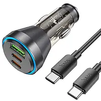Автомобільний зарядний пристрій Hoco NZ12D 2Type-C + 1USB/3A QC3 PD 60W + кабель TYPE-C - TYPE-C