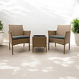 Набір садових меблів з подушками XL-NM-04 NATURALNY БЕЖЕВИЙ Садові меблі стіл і 2 крісла, фото 4