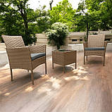 Набір садових меблів з подушками XL-NM-04 NATURALNY БЕЖЕВИЙ Садові меблі стіл і 2 крісла, фото 3