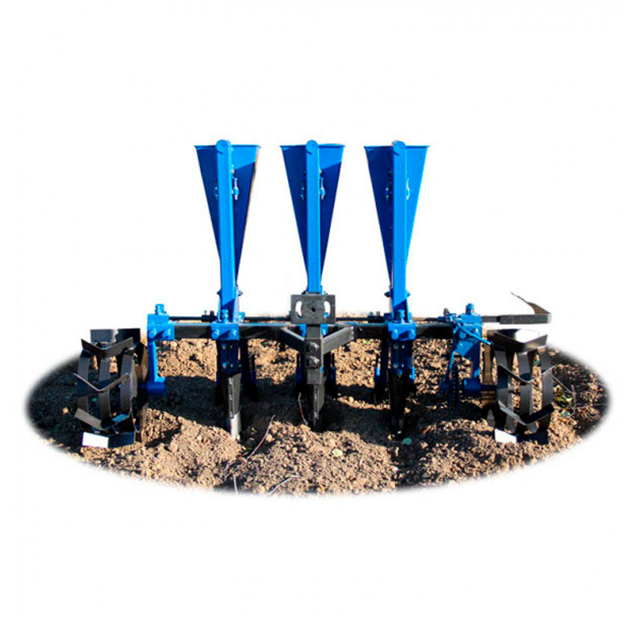 Трьохрядна саджалка часнику (ланцюг з подвійними ложками d-34, d-24,5 мм)