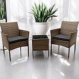 Набір садових меблів з подушками XL-NM-04 JASNY BRAZ СВІТЛО КОРИЧНЕВИЙ Садові меблі стіл і 2 крісла, фото 2