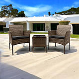Набір садових меблів з подушками XL-NM-04 JASNY BRAZ СВІТЛО КОРИЧНЕВИЙ Садові меблі стіл і 2 крісла, фото 4