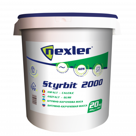 Бітумно-каучукова мастика на водній основі, клей для пінополістиролу NEXLER STYRBIT 2000, 20 кг