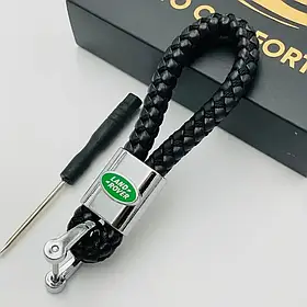 Брелок плетений для автоключів із натуральної шкіри з логотипом авто Land Rover