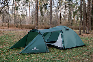 Тримісний намет Totem Carriage 3 v2 | Універсальна палатка з просторим тамбуром збільшеної довжини і одним входом для туризму, фото 2