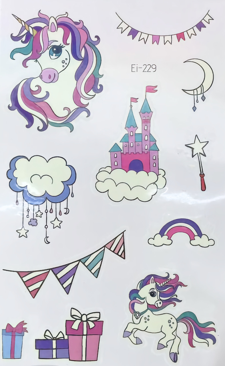 Дитячі тимчасові сяючі татуювання Єдинороги