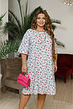 Літнє легке плаття великих розмірів зі штапелю з квітковим принтом (р.50-60). Арт-4693/28, фото 2