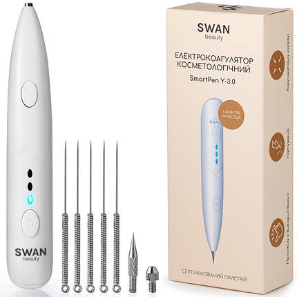 Електрокоагулятор Swan Beauty Y-3.0 для видалення папілом та бородавок плазмова ручка біла, фото 1