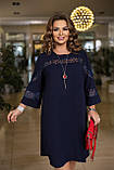 Ошатне красиве вільне плаття великих розмірів з ажурними вставками (р.50-60). Арт-4694/28, фото 4