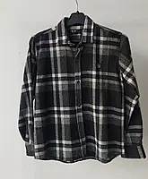 Классная стильная детская школьная рубашка в клетку 10-11л с длинным рукавом хлопок для мальчиков подростков
