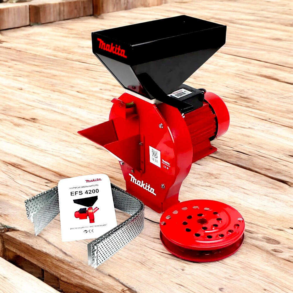 Потужний подрібнювач зерна Makita EFS 4200 Зернодробарка 4.2 кВт Подрібнювач Макіта 280 кг/год для кукурудзи
