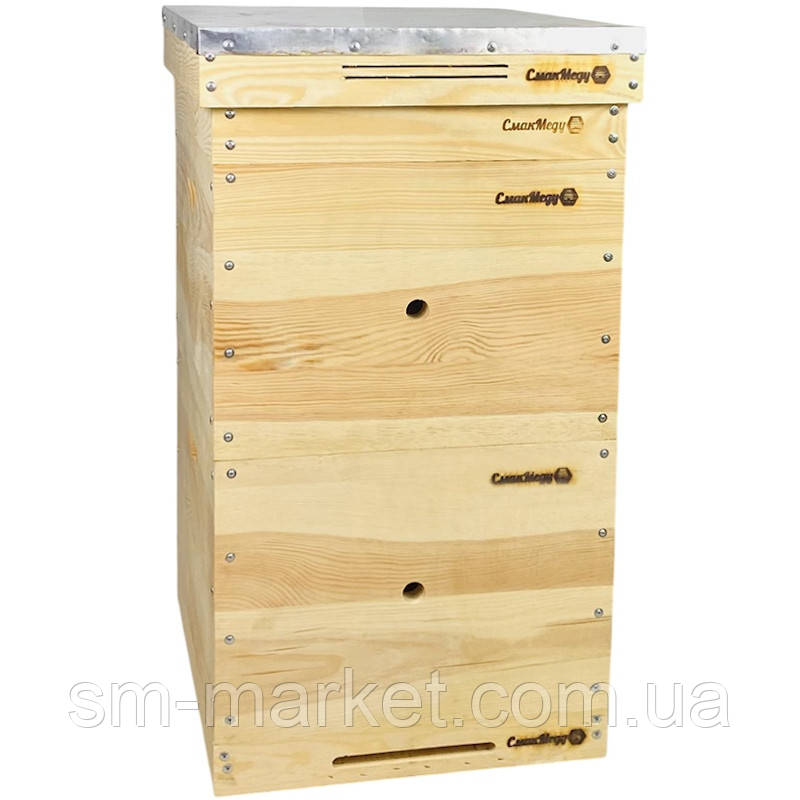 Вулик Дадан 10 рамковий, 2 корпуси, 440x512x320 мм, сосна