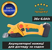 Cадовые ножницы электрические желтые 36V 6.0Ah Аккумуляторный кусторез с двумя насадками по уходу за садом в кейсе