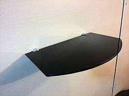 Полиця скляна товщиною 5 мм під тюнер чорна 35 х 22 см в комплекті з кріпленнями