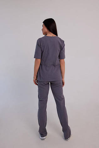 Жіночий лляний медичний костюм Ульяна сірий - Костюм косметолога - Костюм масажиста, фото 2