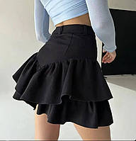 Женская трендовая классическая юбка-шорты мини черного цвета 42-44;46-48