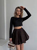 Женская стильная однотонная базовая универсальная короткая юбка 42-44; 46-48