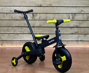 Дитячий велосипед трансформер складаний з батьківською ручкою Best Trike 58195 колеса PU знімні педалі жовтий