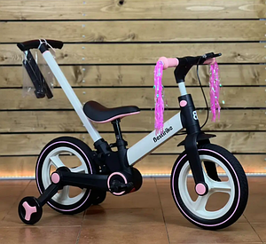 Дитячий велосипед-трансформер з батьківською ручкою Best Trike BT-12755 колеса PU Рожевий