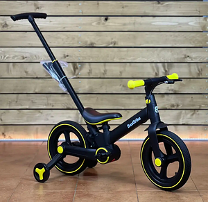 Дитячий велосипед трансформер з батьківською ручкою Best Trike BT-72033 колеса PU Чорно-жовтий