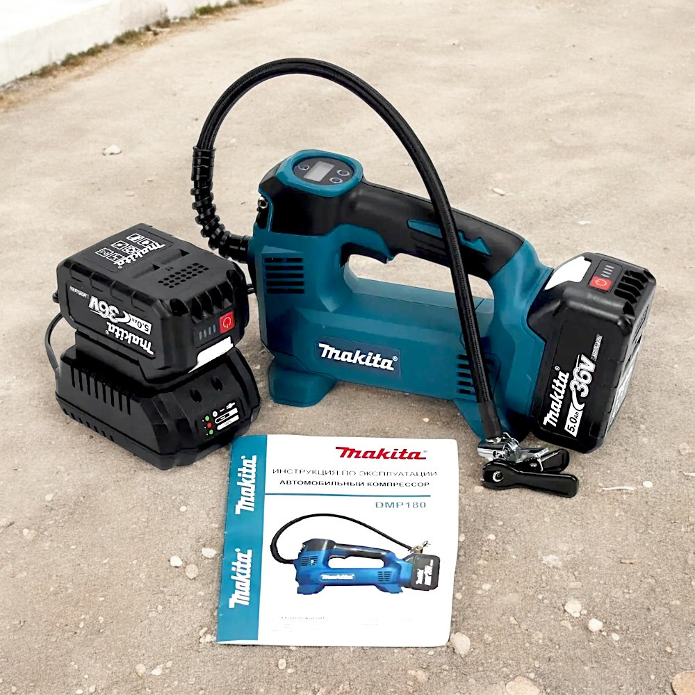 Автомобільний компресор Makita DMP180 Компресор акумуляторний Макіта 12 л/хв 36 V 10 A індикатором тиску