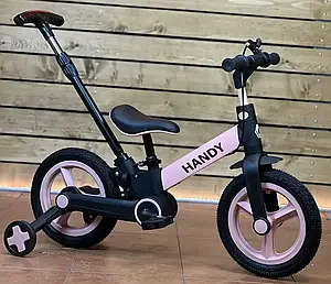 Дитячий складний велосипед-трансформер з батьківською ручкою 5 в 1 на алюмінієвій рамі Corso Handy Рожевий