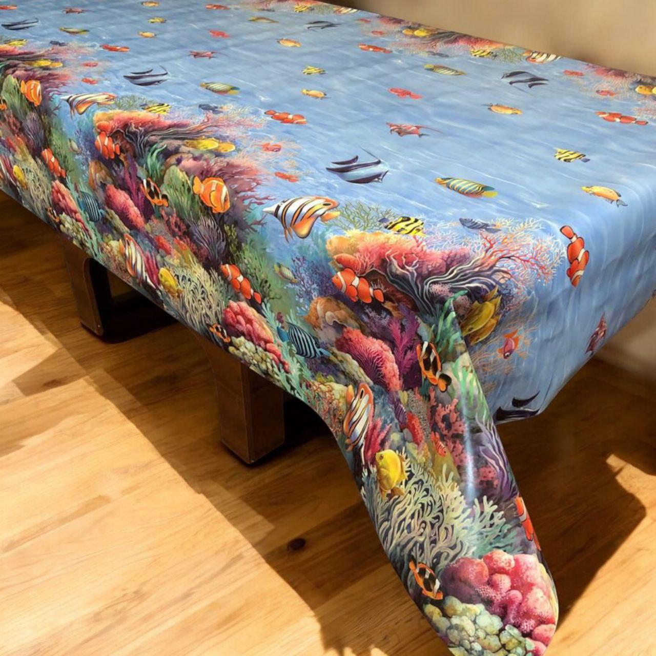 Скатертина-клейонка «Декорама Море» 140 см — на метраж, малюнок підводний світ, фото 1