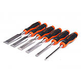 Набір столярних стамесок 250 мм 6-38 мм для різьблення по дереву 6 шт Kraft&Dele KD11772, фото 4