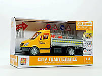 Машинка Wenyi Дорожня служба з дорожніми знаками, 25 см, жовта WY593A, фото 3