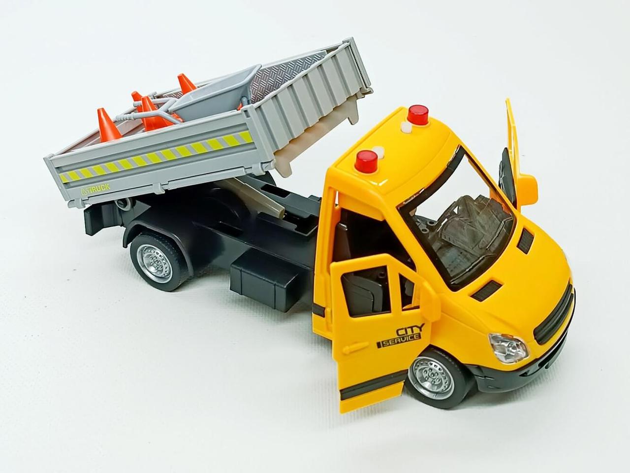 Машинка Wenyi Дорожня служба з дорожніми знаками, 25 см, жовта WY593A, фото 1