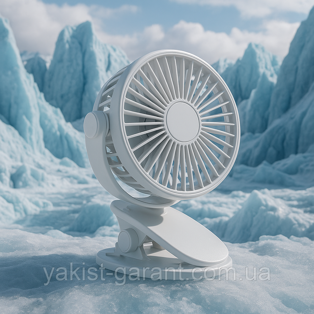 Акумуляторний вентилятор BYM-906S з прищіпкою, білий, фото 1