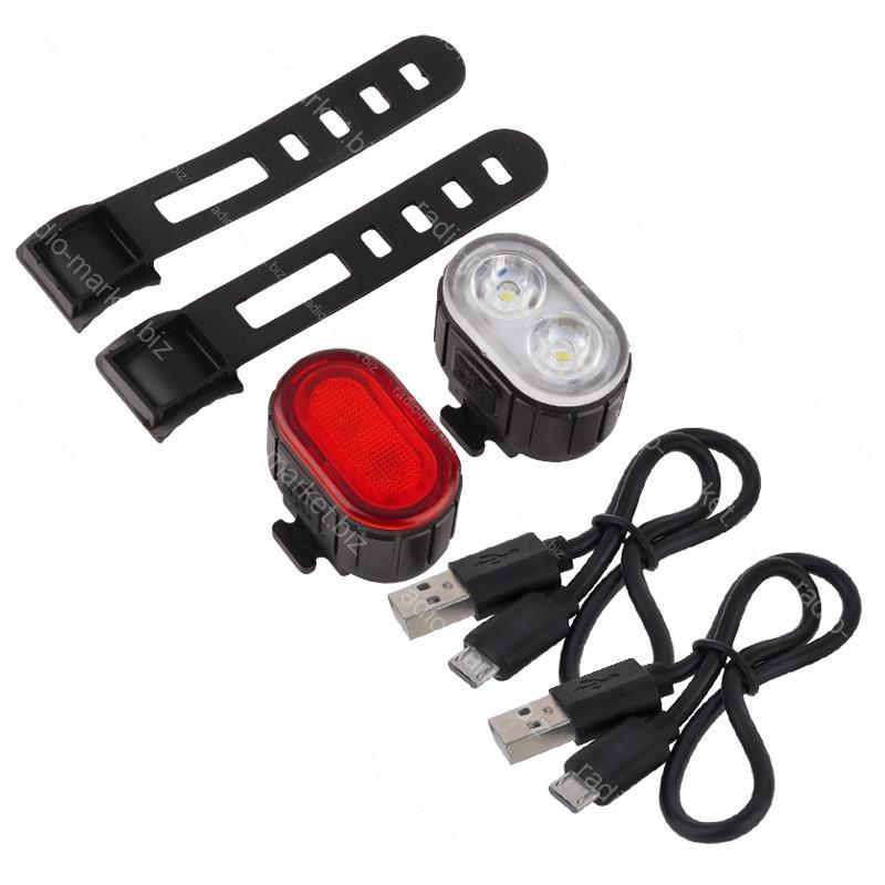 Ліхтарик велосипедний ZH-078-2LED + STOP-14SMD, із задньою фарою