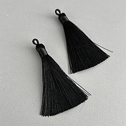 Шовкові китиці для сережок 8 см - чорний