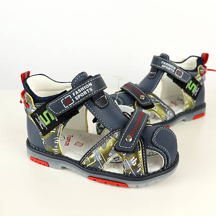 Сині босоніжки для хлопчика із закритим задником і носком Tomm серія Ортопед, фото 1