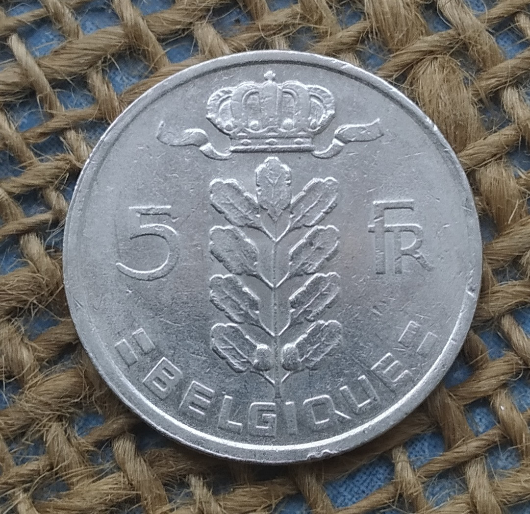5 франкiв 1974 року. Бельгiя