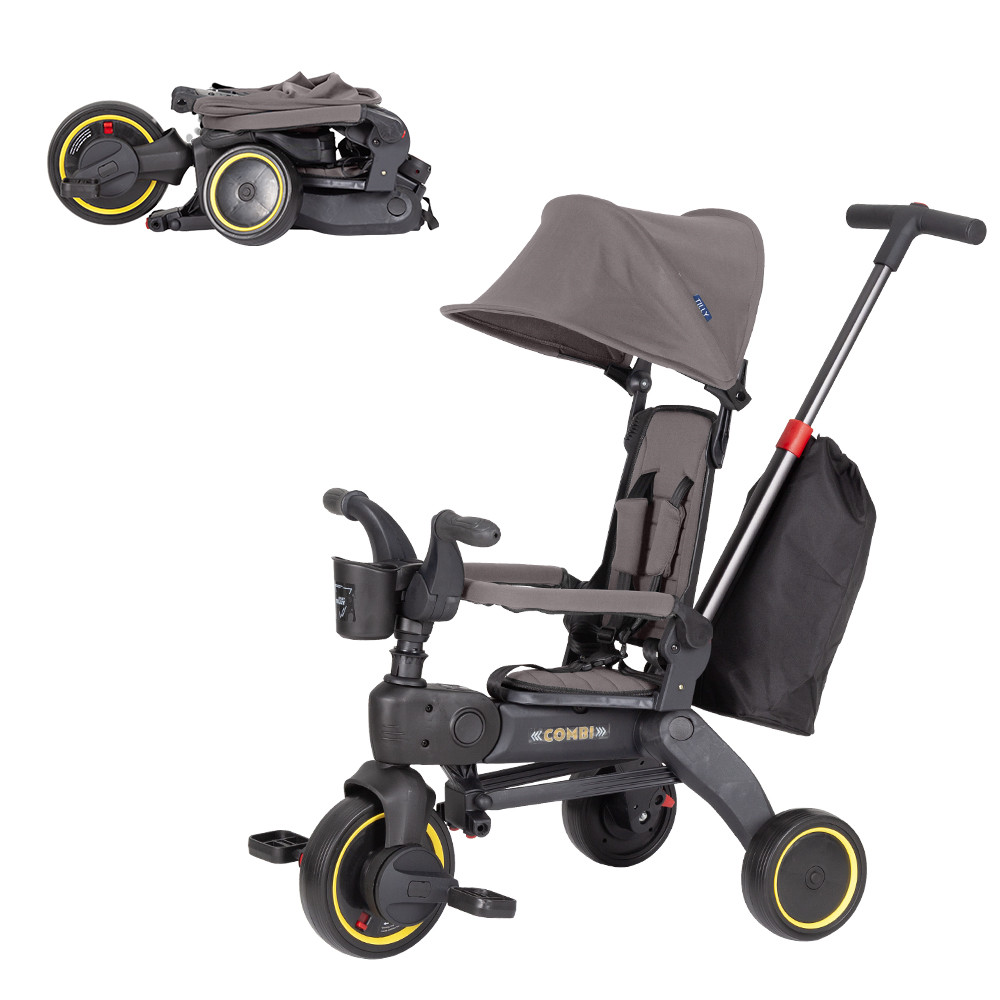 Триколісний велосипед з батьківською ручкою TILLY COMBI T-392, Grey