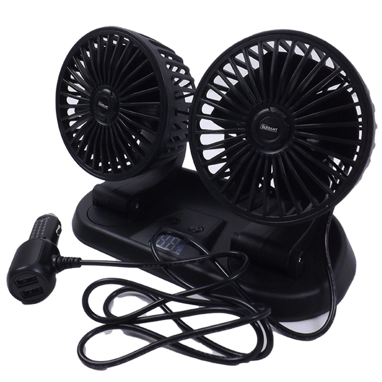 Автомобільний вентилятор 12/24 V 4x2 Elegant (101358) Подвійний, на скотчі, фото 1